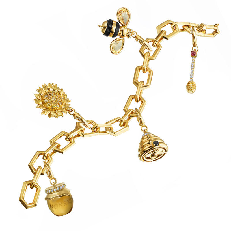Gumuchian Honeybee ''B'' 18k Yellow Gold Charm Bracelet