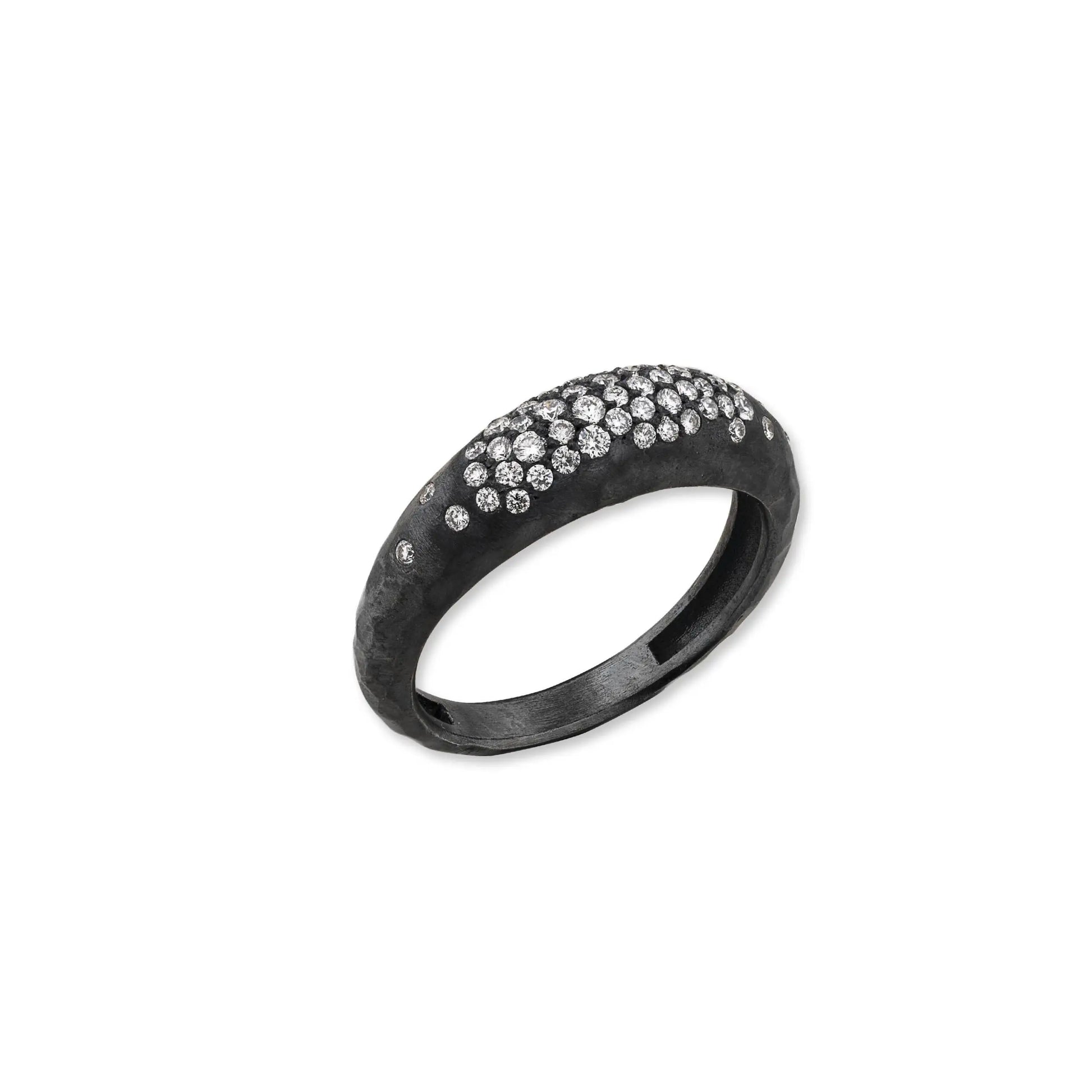Oxidized Silver Ring with Diamonds