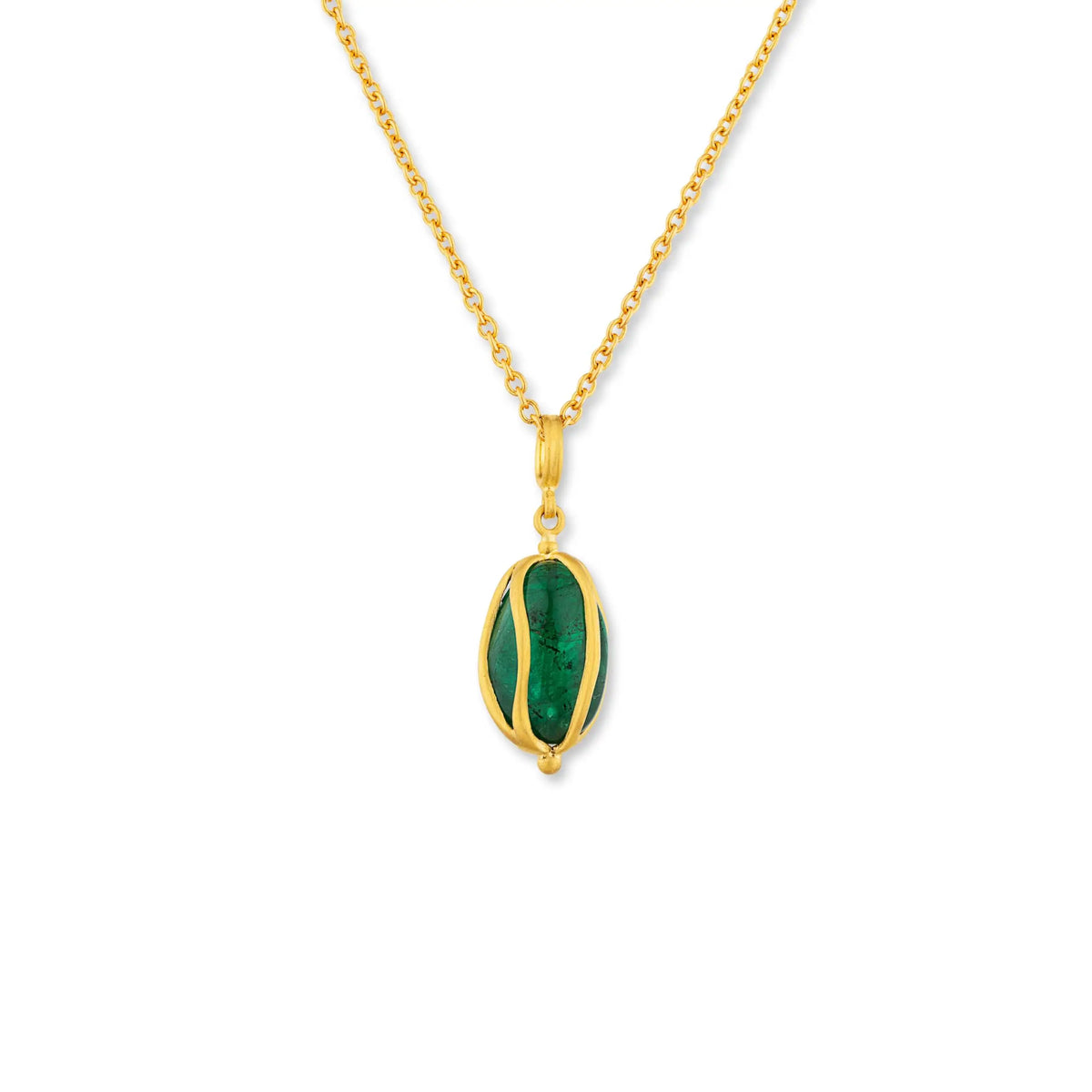 Gold Caged Emerald Pendant