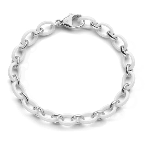 White Ceramic Link Bracelet