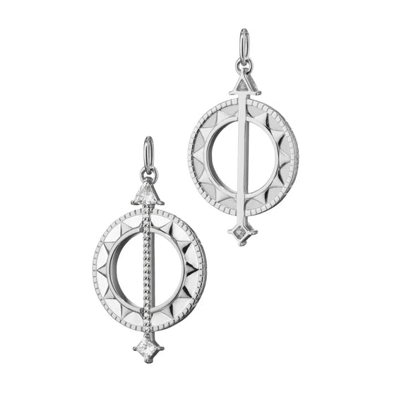 Silver White Enamel Sundial Charm