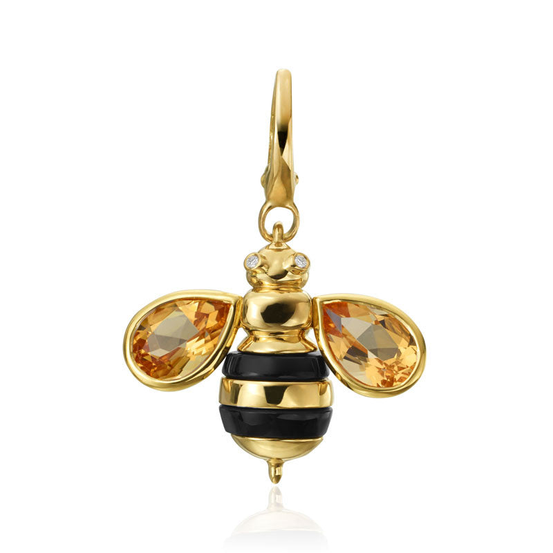 Gumuchian Honeybee ''B'' 18k Yellow Gold Diamond & Citrine Honeybee Charm