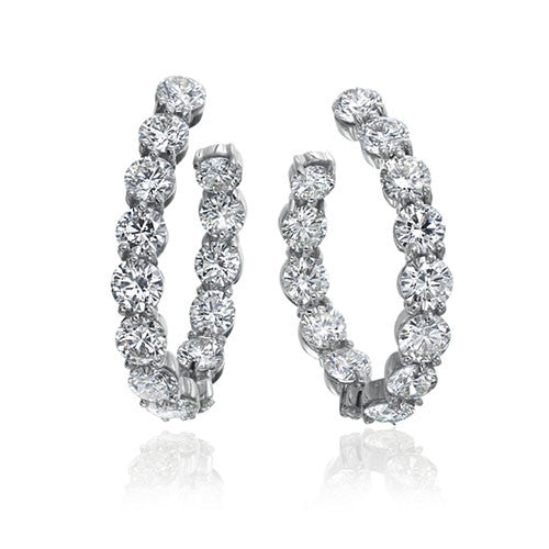 Gumuchian New Moon 18k White Gold Diamond Hoop Earrings