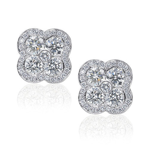 Gumuchian Fleur 18k White Gold Diamond Stud Earrings