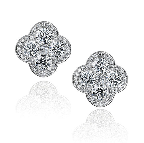 Gumuchian Fleur 18k White Gold Diamond Stud Earrings