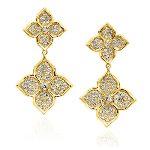 Gumuchian G. Boutique 18k Yellow Gold Diamond Lotus Drop Earrings