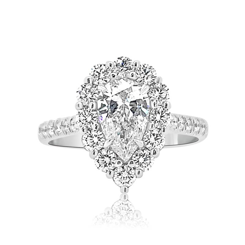 Pear Shape Halo Diamond Engagement Ring