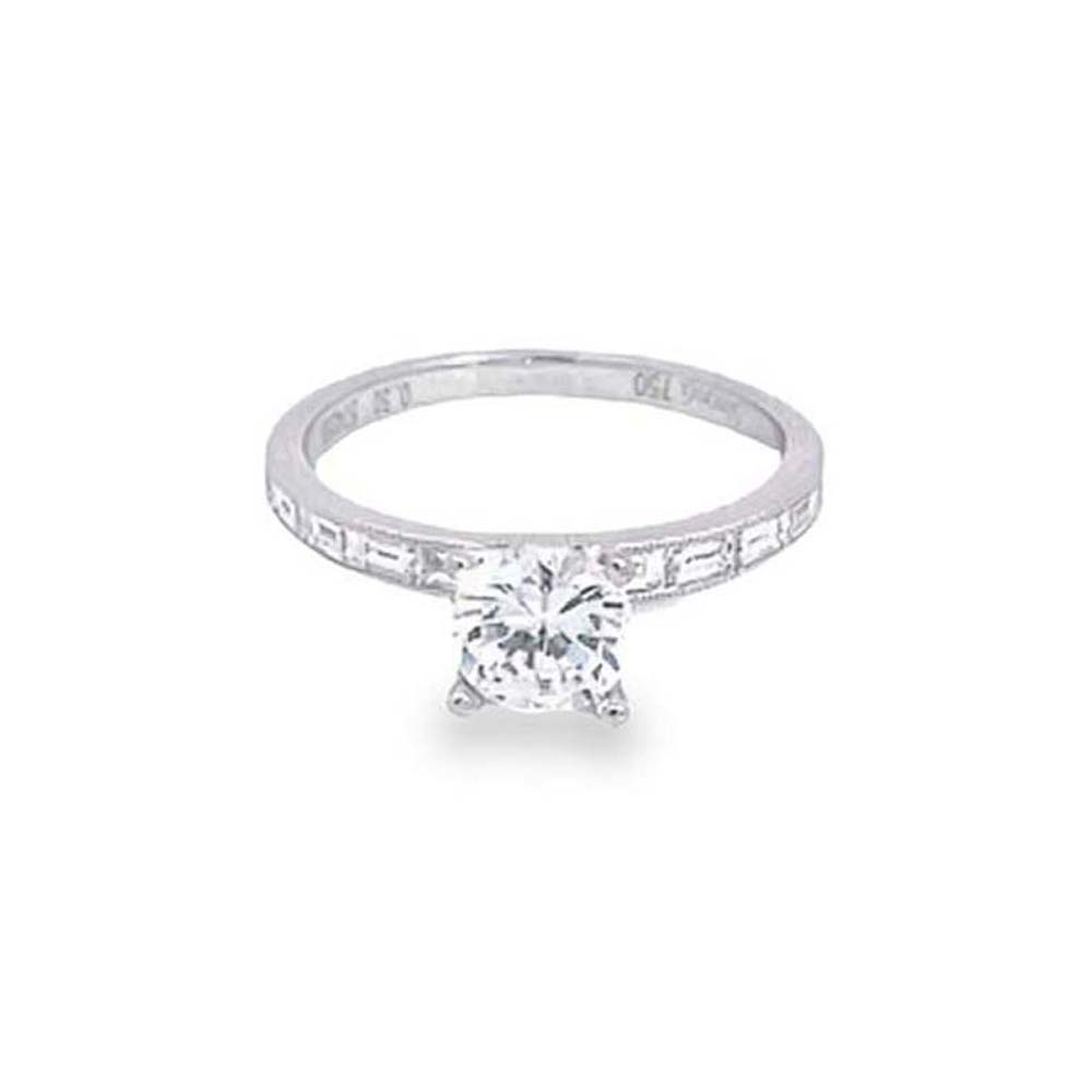 Simon G Baguette Band Engagement Ring - Semi Mount