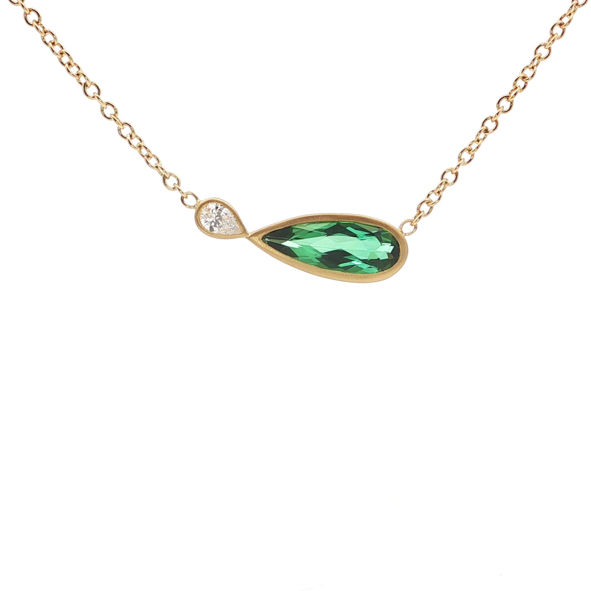 Diamond & Green Tourmaline Necklace