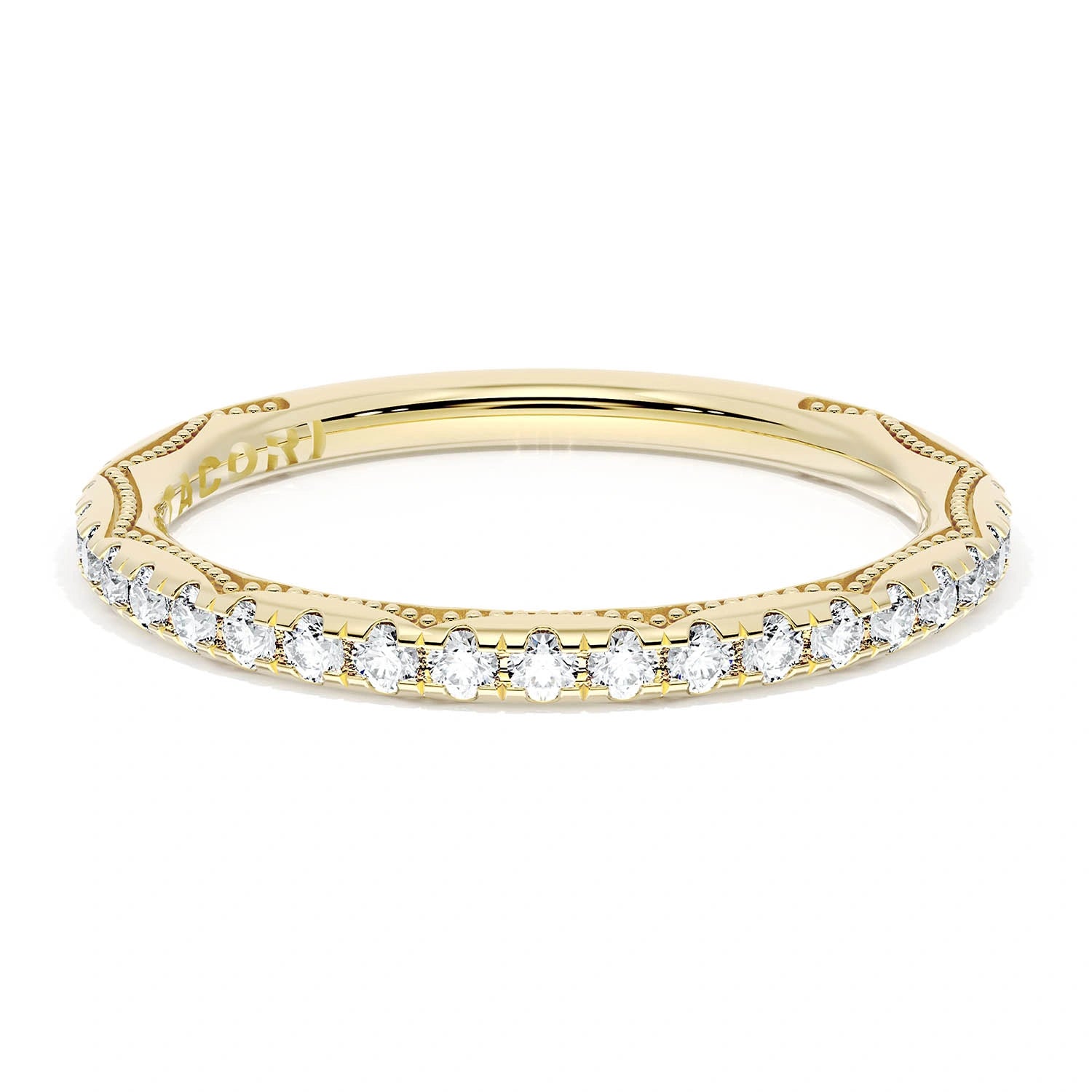 French Pavé Diamond Wedding Band