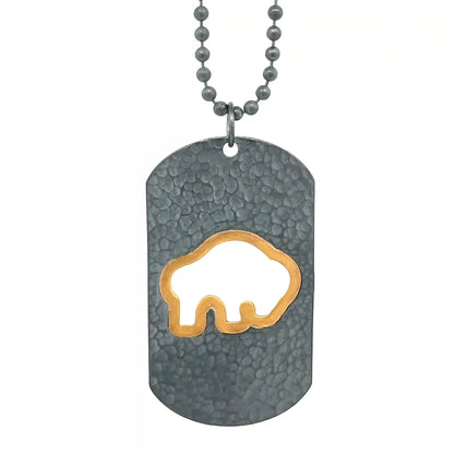 Oxidized Silver Buffalo Pendant
