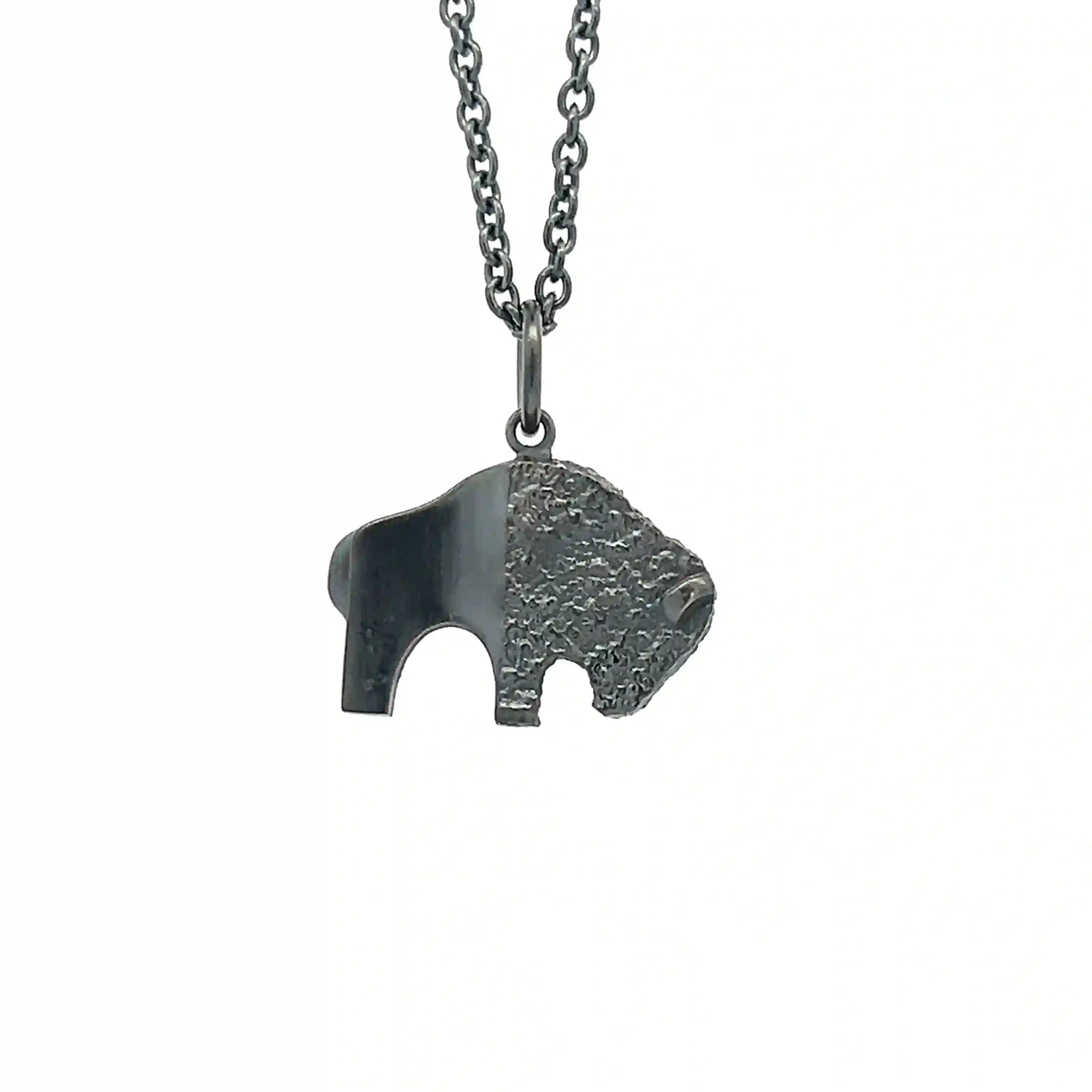 Oxidized Silver Buffalo Necklace