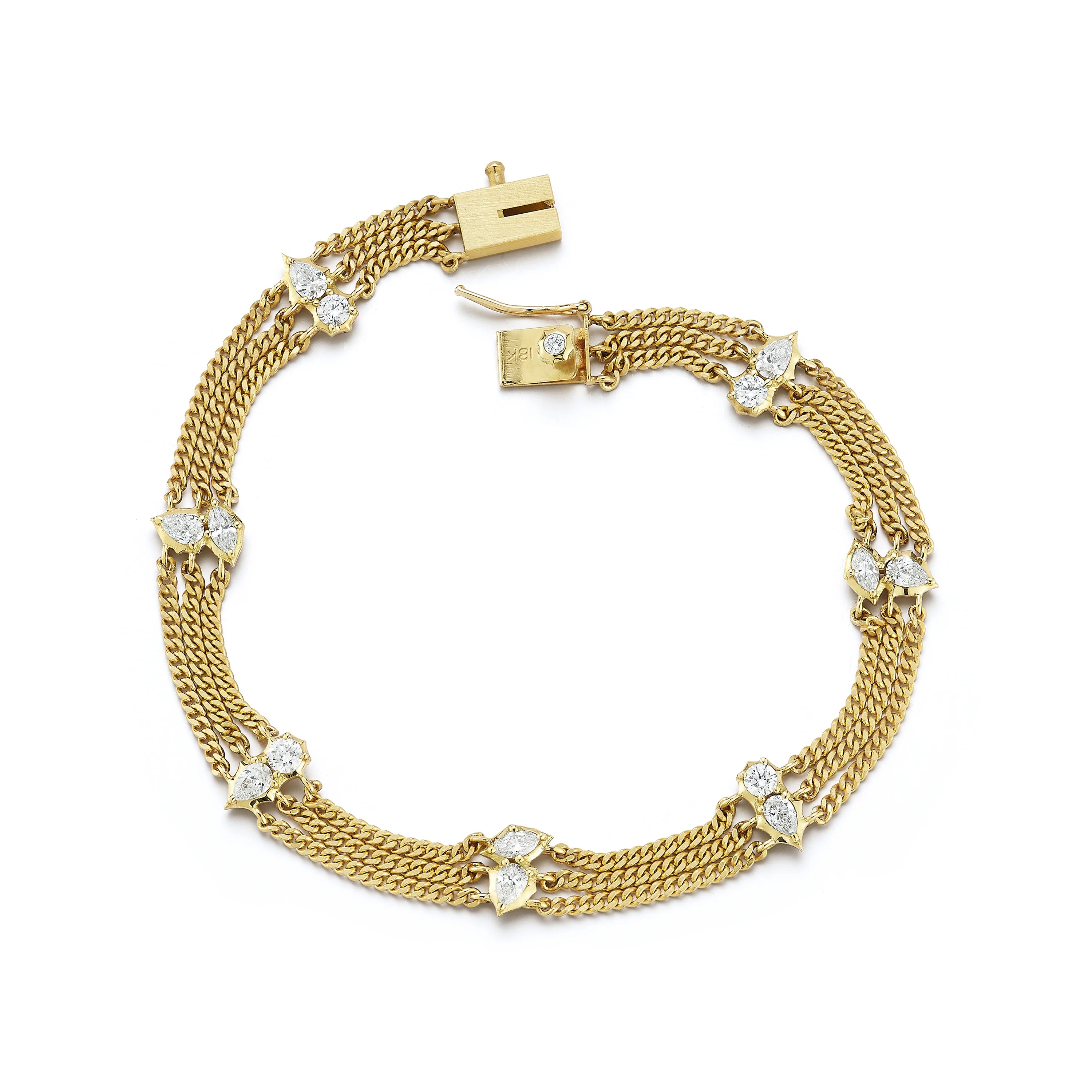 Gold 3-Row Station Bracelet