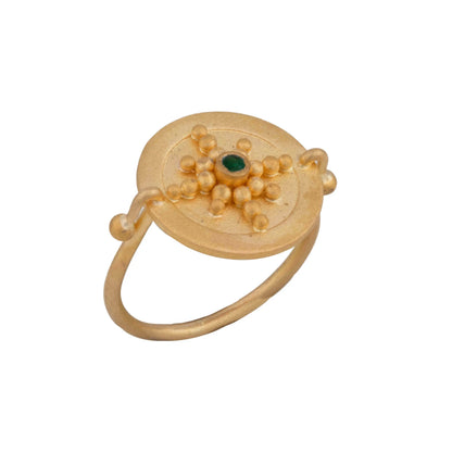 Gold Medallion Compass Ring