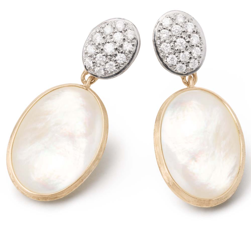 Mother of Pearl and Diamond Drop Earrings