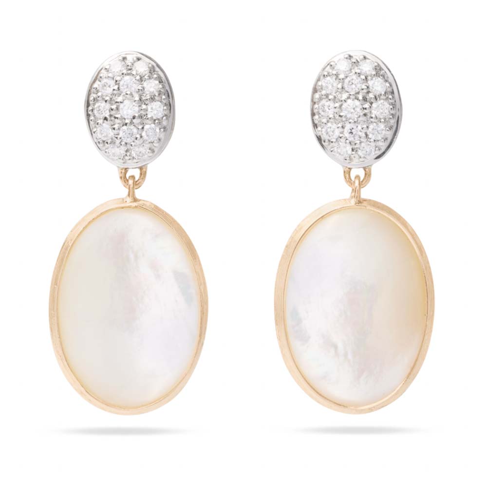 Mother of Pearl and Diamond Drop Earrings