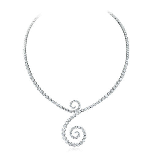 Gumuchian Cascade Riviera 18k White Gold Diamond Symphony Necklace