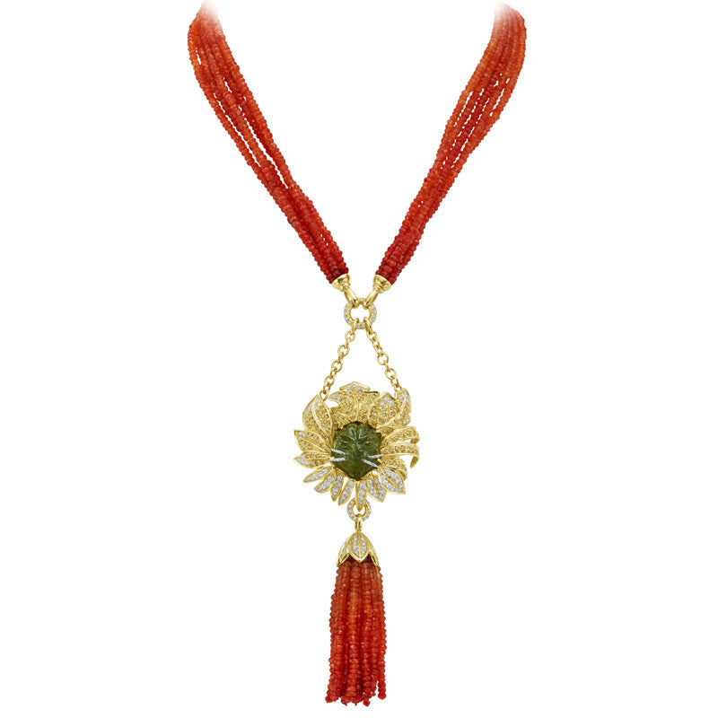 Gumuchian 18k Yellow Gold Tassel Tourmaline Necklace