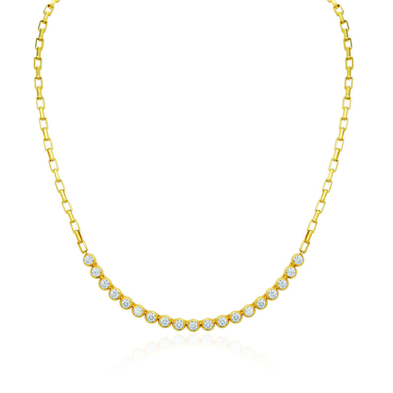 Gumuchian Moonlight 18k Yellow Gold Diamond Bezel Necklace