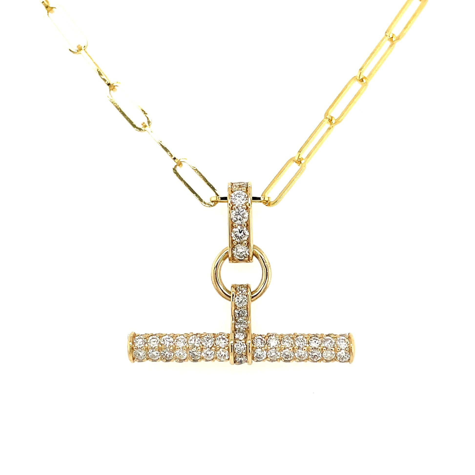Pavé Diamond T Bar Pendant