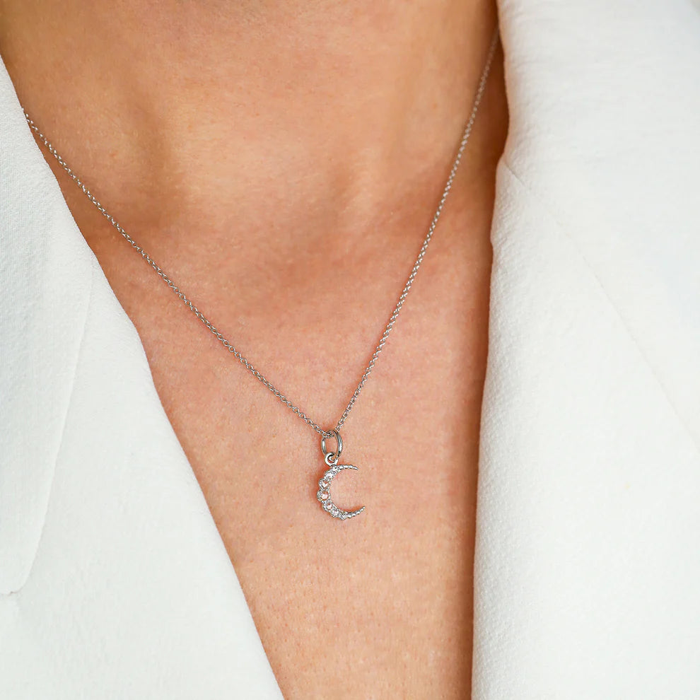Crescent White Diamond Pendant