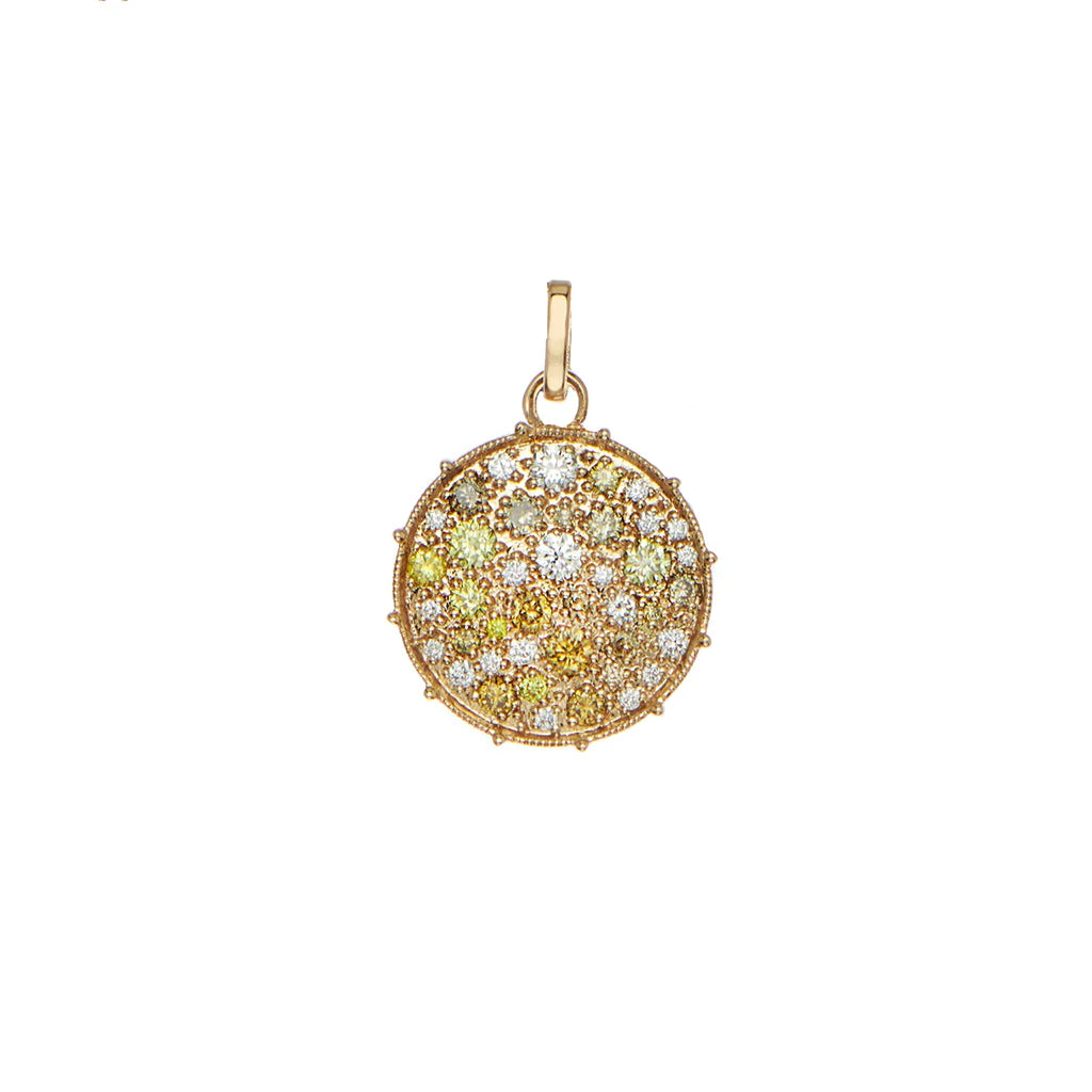Confetti Small Disc Multi-Color Diamond Pendant