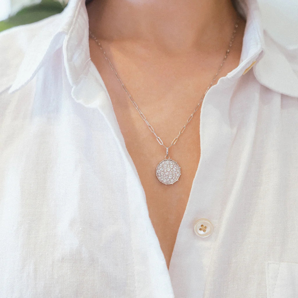 Confetti Disc White Diamond Pendant