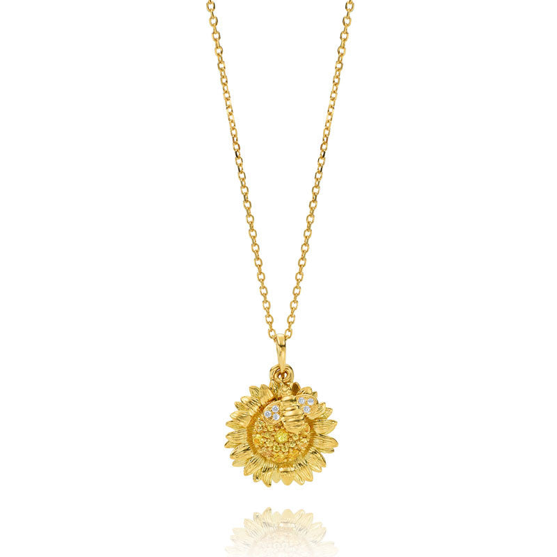 Gumuchian Honeybee ''B'' 18k Yellow Gold Sapphire Pendant