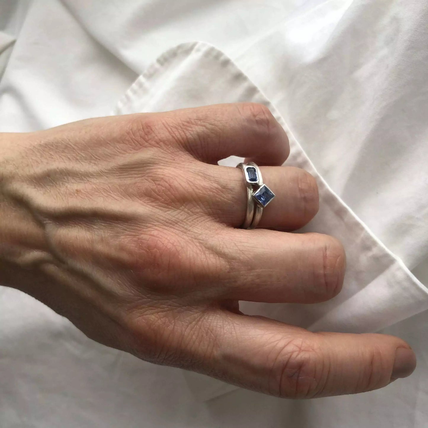 Blue Sapphire Prismic Ring