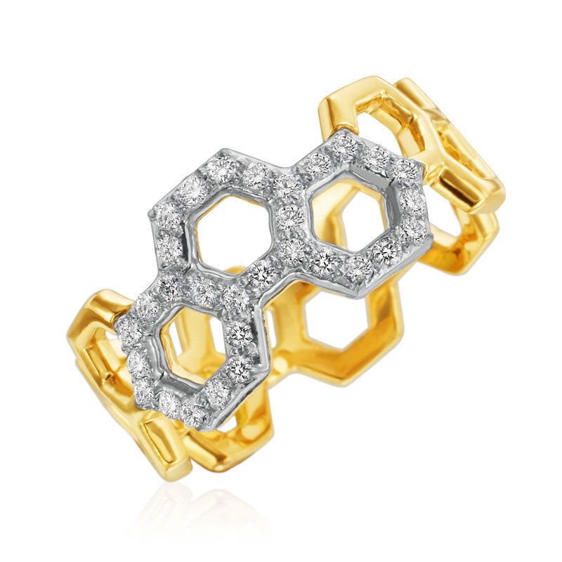 Gumuchian Honeybee ''B'' Two Tone 18k Gold Ring