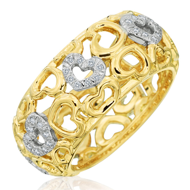 Gumuchian 18k Two Tone Two Tone 18k Two Tone Gold Tiny Hearts Diamond Motif Statement Ring