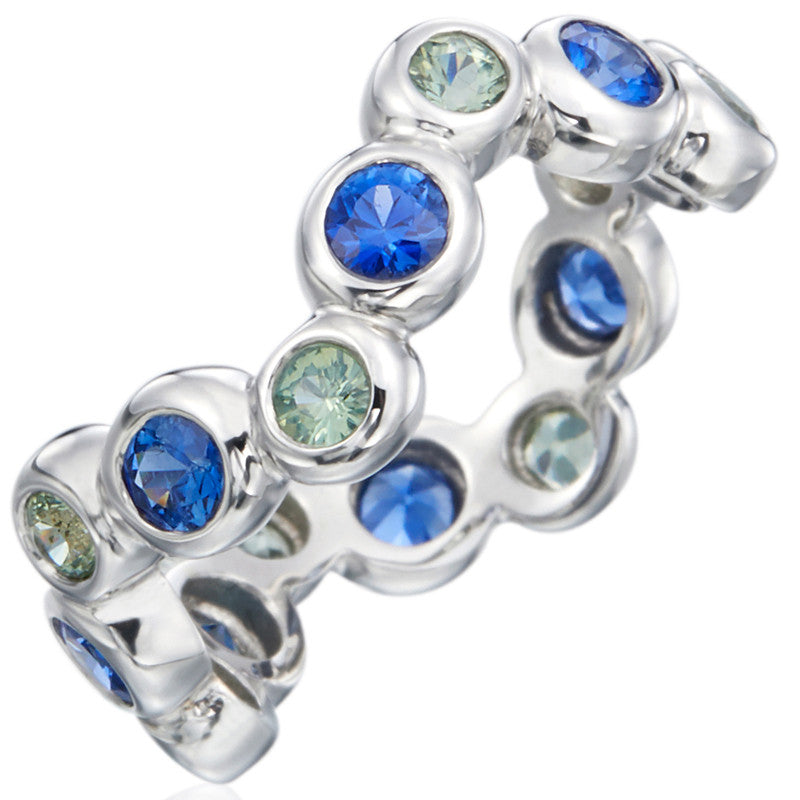 Gumuchian Moonlight 18k White Gold Zigzag Blue Sapphire Ring