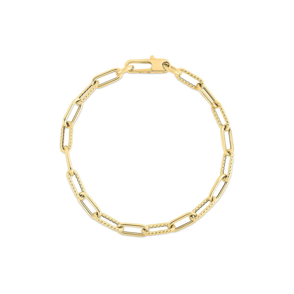 Polished & Fluted Paperclip Link Bracelet
