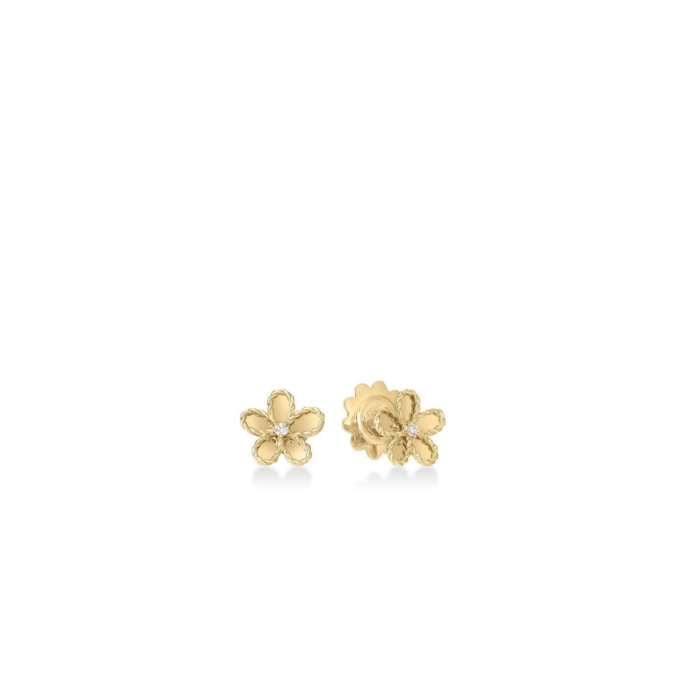 Jasmine Diamond and Polished Finish Small Flower Earrings