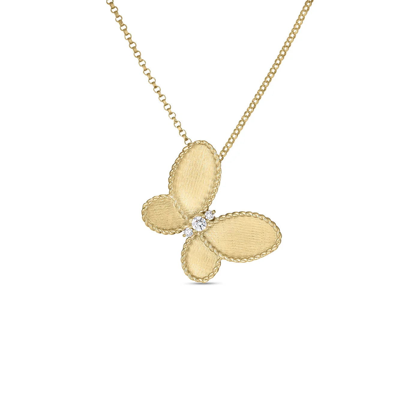 Jasmine Diamond and Satin Finish Butterfly Necklace