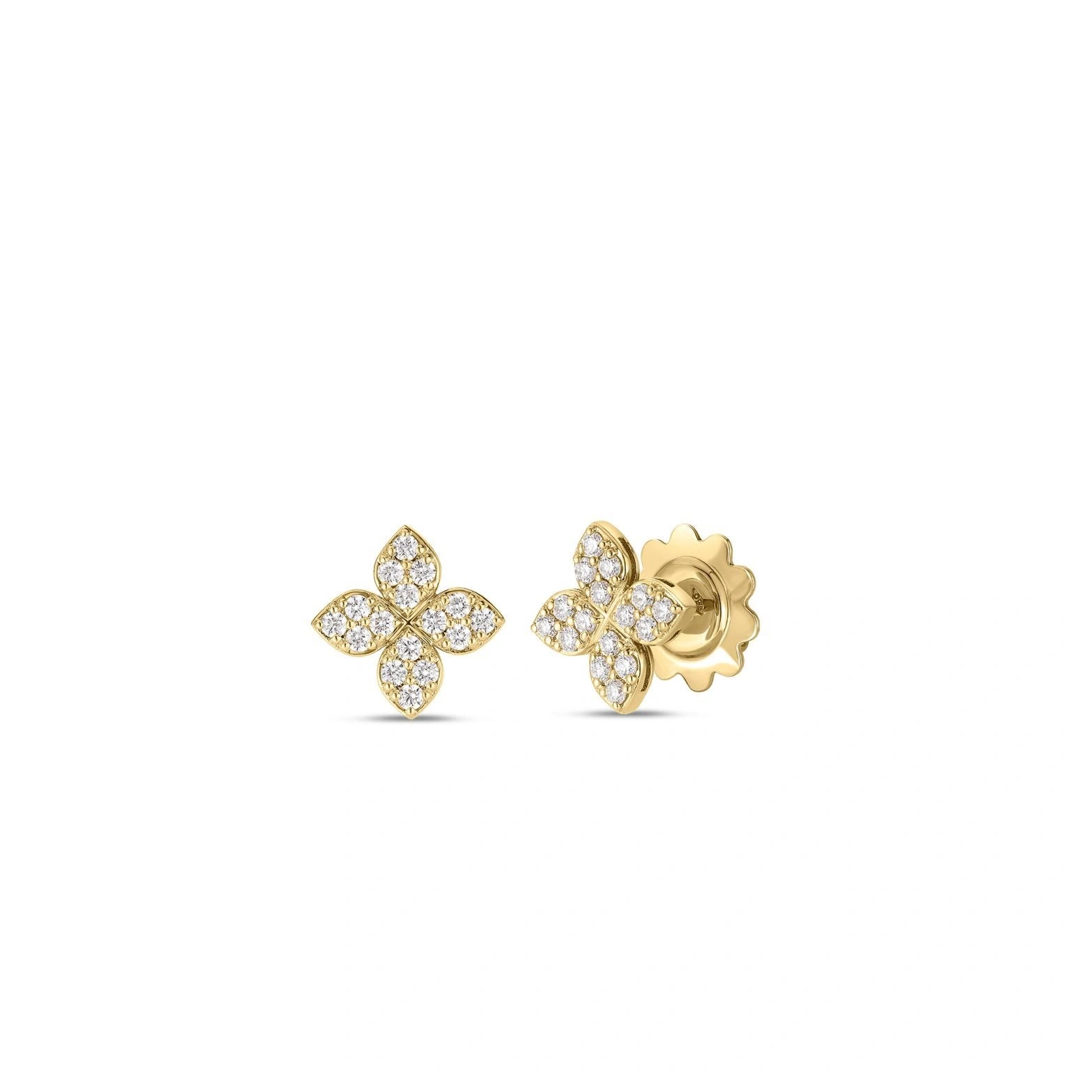 Pave Diamond Flower Earrings