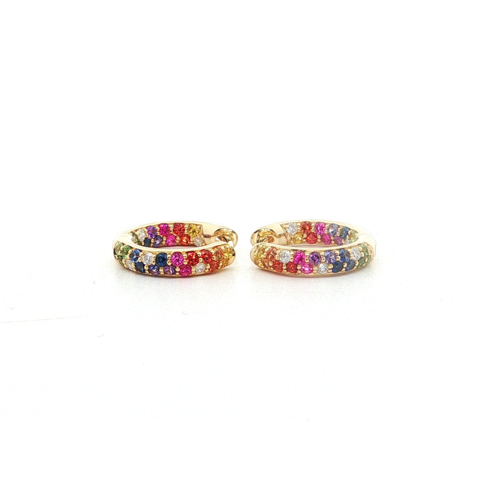 Rainbow Sapphire & Diamond Hoop Earrings
