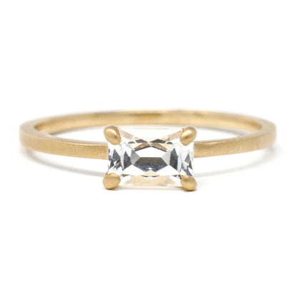 Jennifer Dawes Horizontal Emerald Cut White Sapphire Ring