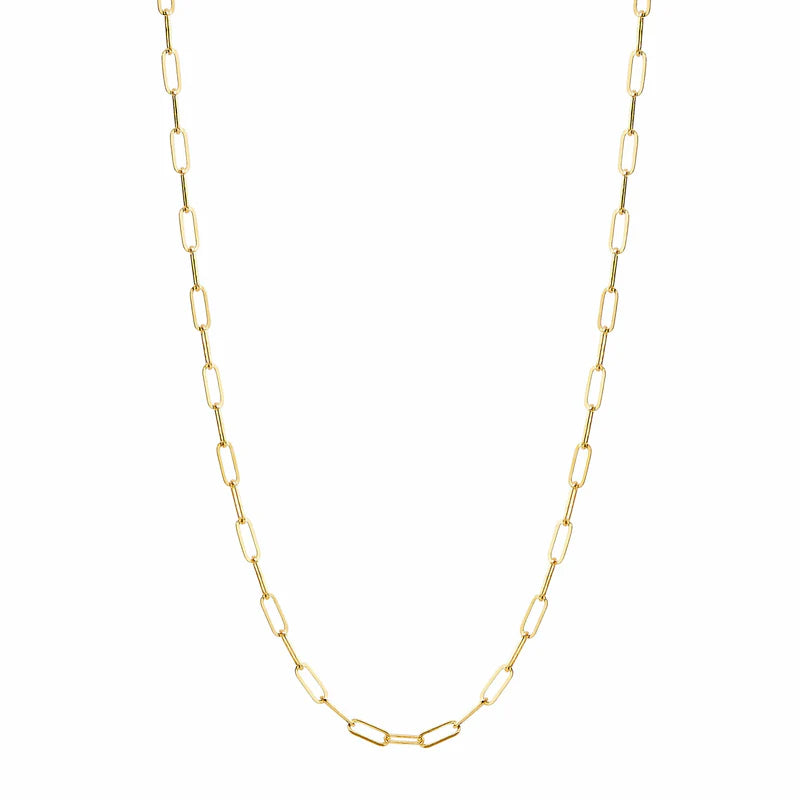 Yellow Gold Solid Thin Paper Clip Chain
