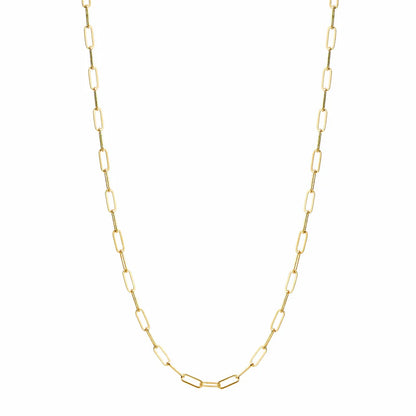 Yellow Gold Solid Thin Paper Clip Chain