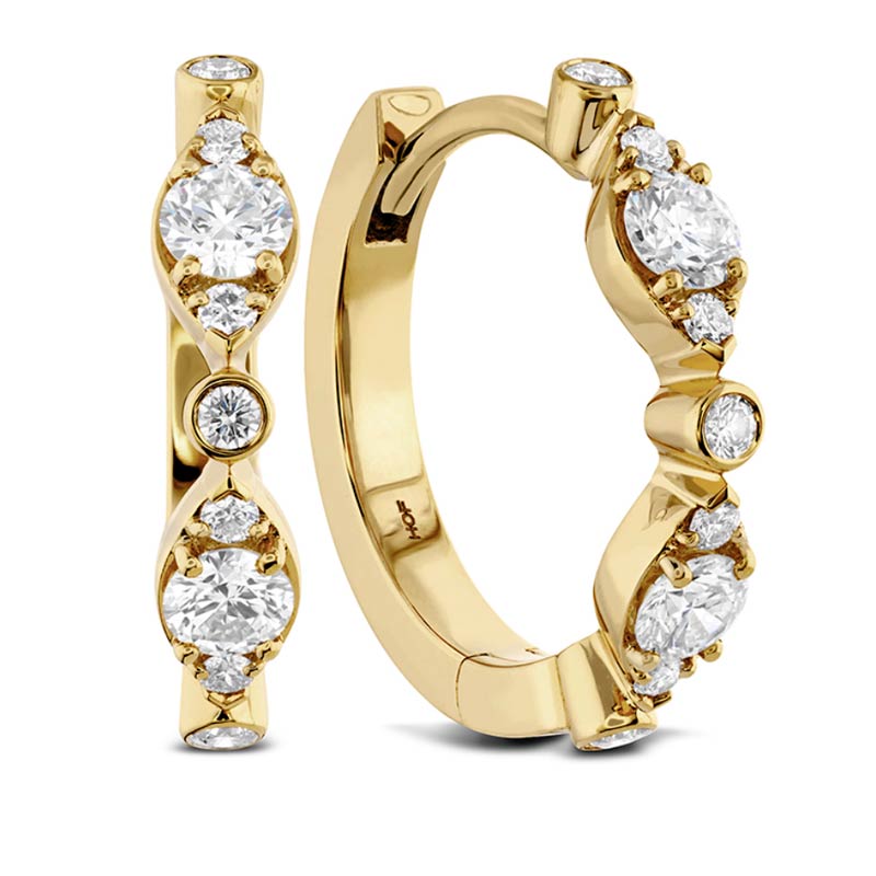 Yellow Gold Diamond Bezel Regal Huggie