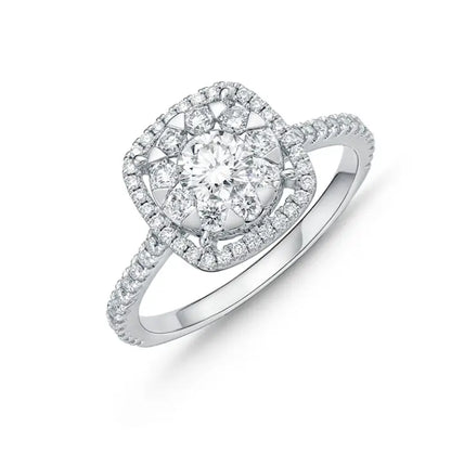 Memoire Bouquet Cushion Halo Engagement Ring