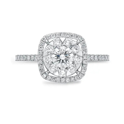 Memoire Bouquet Cushion Halo Engagement Ring