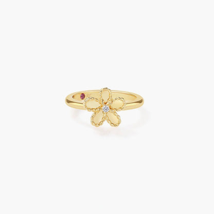 Jasmine Diamond and Polished Finish Small Flower Ring