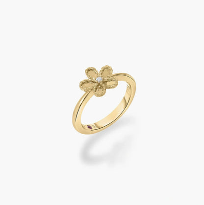 Jasmine Diamond and Polished Finish Small Flower Ring