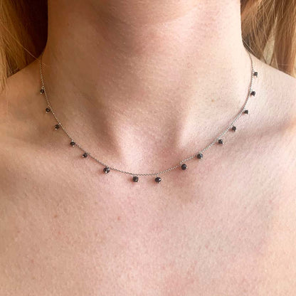 Black Diamond Necklace in White Gold