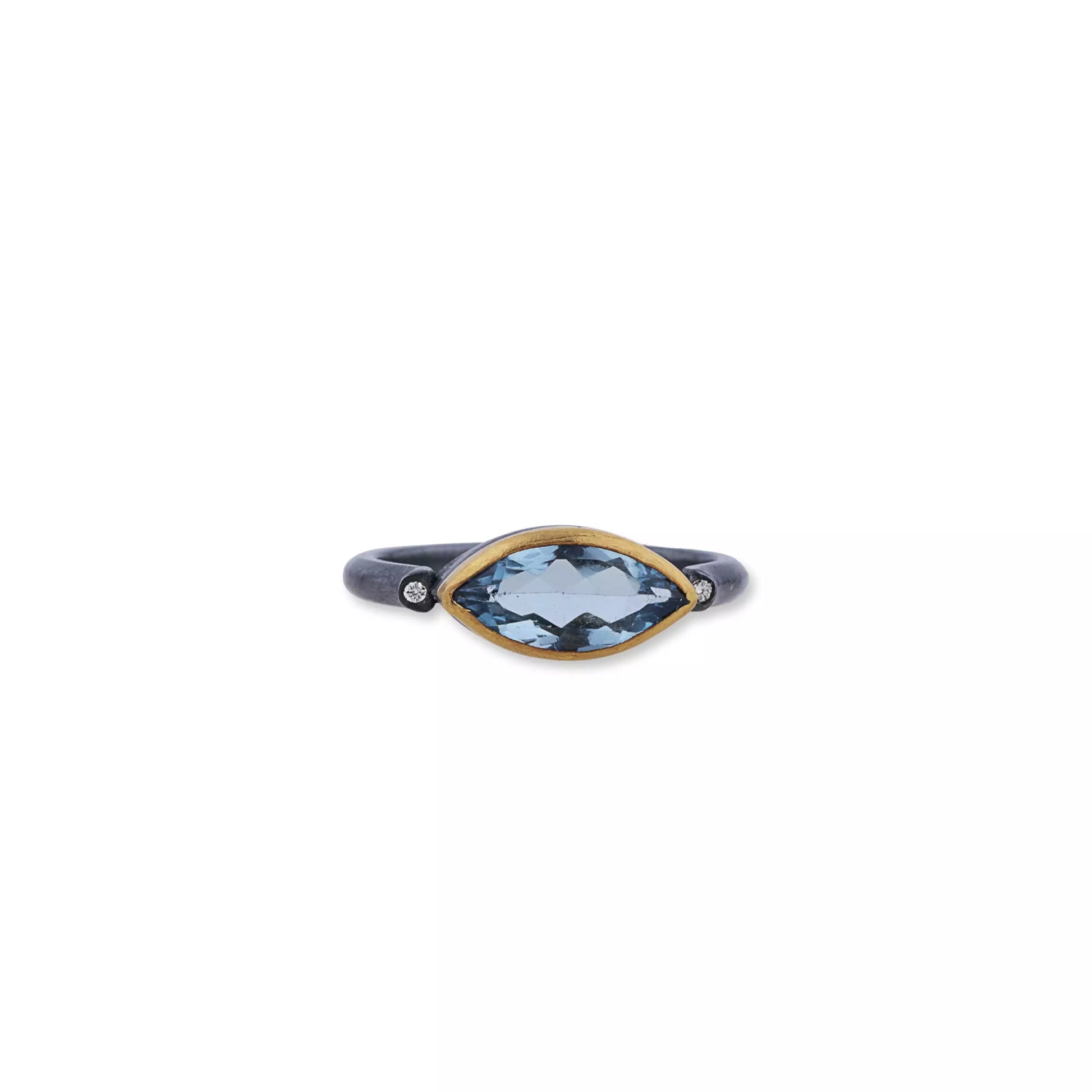 Silver and Gold Blue Topaz Ring 