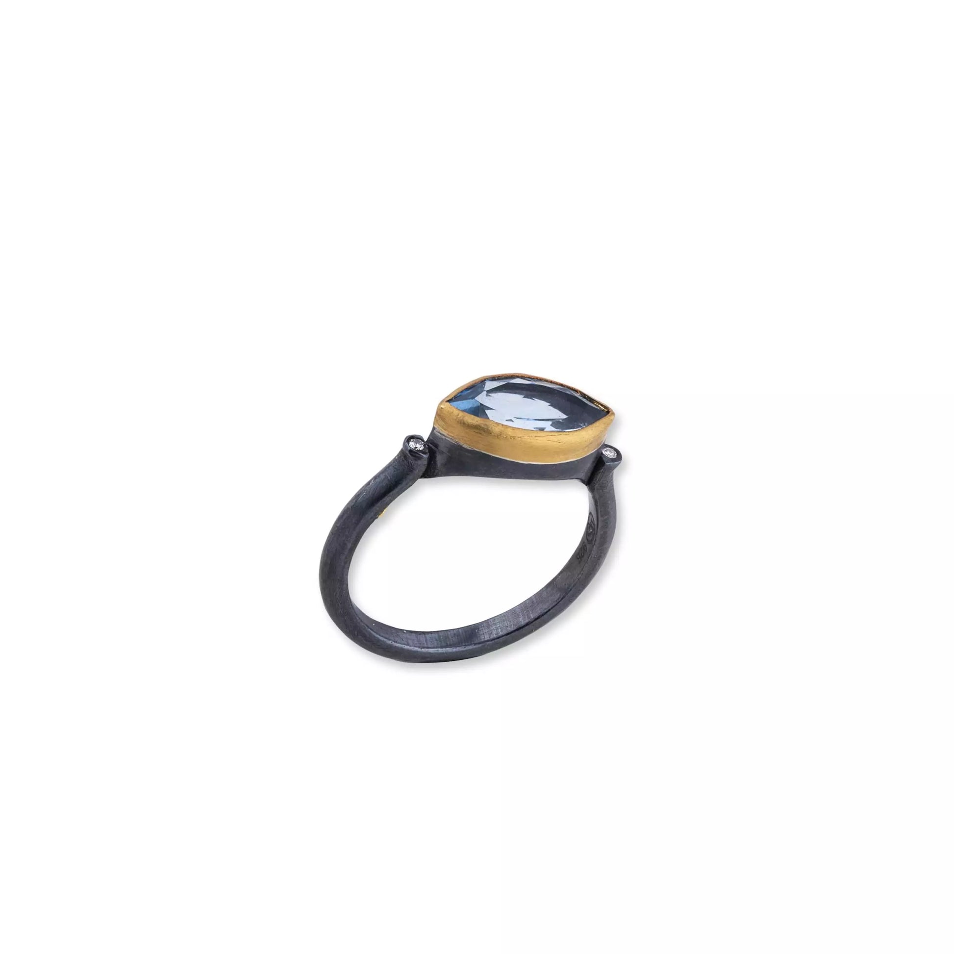 Silver and Gold Blue Topaz Ring 