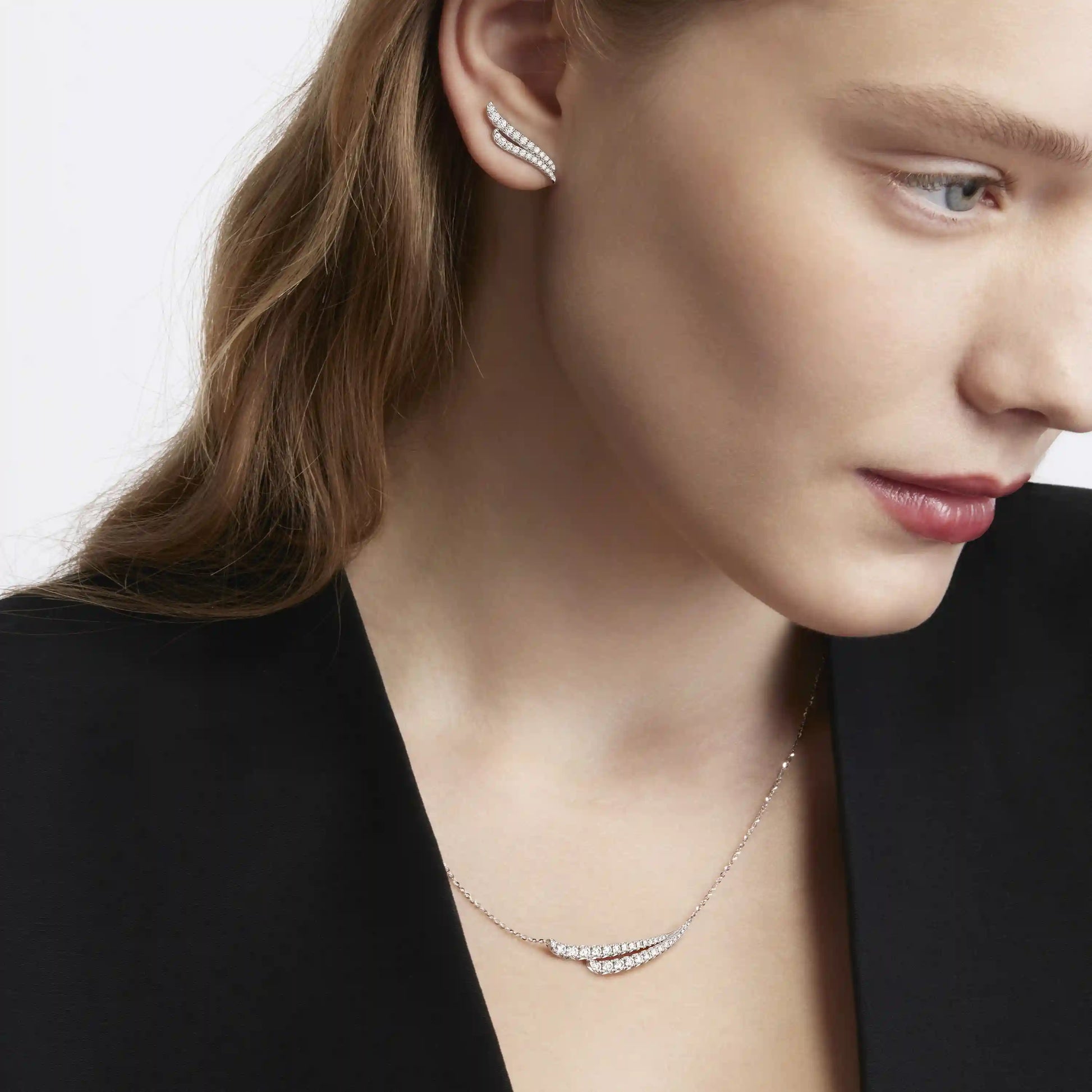 Double Row Diamond Climber Earrings
