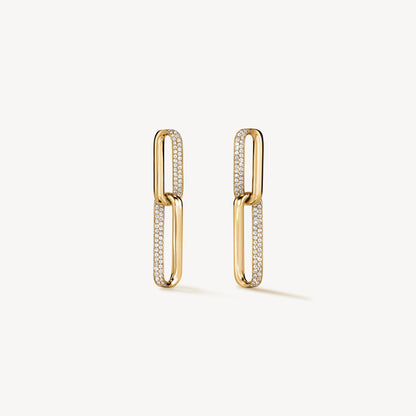 Gold Diamond Link Earrings